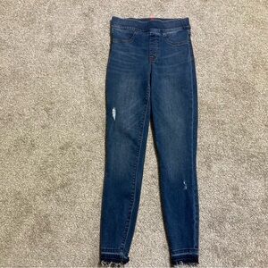 Spanx by Sara Blakely Womens XS 28x28 Pull-on Blue Denim Jeggings w/ Raw Hem